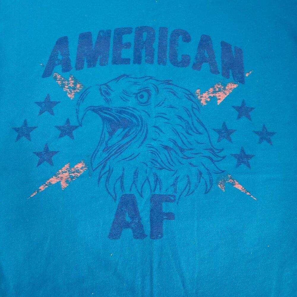 American AF Eagle T-Shirt Youth XL Blue Next Level Cotton Short Sleeve Kids Tee - Picture 3 of 5